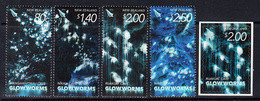 2016 New Zealand Glowworms Caves Complete Set Of 5 MNH @ BELOW FACE VALUE - Unused Stamps