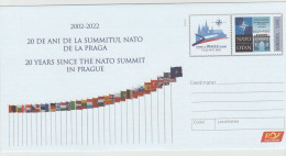 ROMANIA  2022  -  20 Years Since The NATO Summet In Prague - Uncirculated   Cover Stationery - NAVO