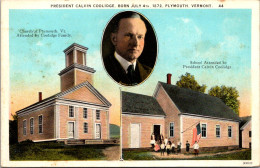 Vermont Plymouth President Calvin Coolidge School And Church Where He Attended Curteich - Altri & Non Classificati