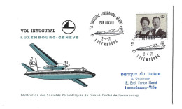 Vol Inaugural Luxembourg-Genève.Luxair.1971. - Covers & Documents