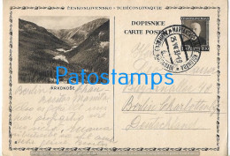 210447 CZECH REPUBLIC KRKONOSE VIEW PARTIAL CANCEL YEAR 1933 CIRCULATED TO GERMANY POSTAL STATIONERY POSTCARD - Zonder Classificatie