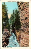 New York Ausable Chasm Looking Down The River From Hydes Cave Curteich - Adirondack