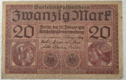 Billet De Banque ALLEMAGNE - 1918 : Empire Allemand - Darlehenskassenschein - 20 Mark - 20 Mark