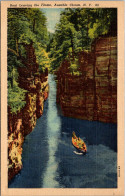 New York Ausable Chasm Boat Leaving The Flume Curteich - Adirondack