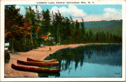 New York Adirondacks Limeklin Lake Canoes Along The Shore 1934 - Adirondack