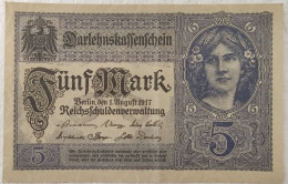 Billet De Banque ALLEMAGNE - 1917 : Empire Allemand - Darlehenskassenschein - 5 Mark - 5 Mark