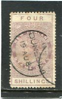 NEW ZEALAND - 1880  QV POSTAL FISCAL  4 S.  RED BROWN   FINE USED - Steuermarken/Dienstmarken