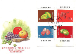 1980's Taiwan Formosa Republic Of China FDC Cover Typical Fruits Culture - FDC