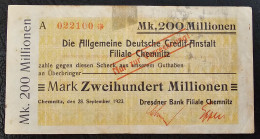 GERMANY- 200 MILLION MARK 1923. CHEMNITZ - Ohne Zuordnung