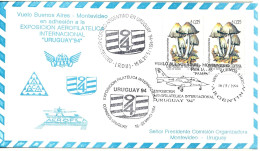 ARGENTINA 1994 COVER WITH SPECIAL POSTMARK URUGUAY 94 INT PHILATELIC EXPO FLIGHT BUENOS AIRES MONTEVIDEO - Usados