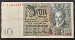 DEUTSCHES REICH- 10 REICHSMARK 1929. - 10 Mark