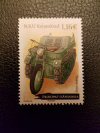 Andorra 2023 Andorre Cars NSU Kettenkrad Motorized Tractor Moto Motorcycle 1v Mnh - Unused Stamps