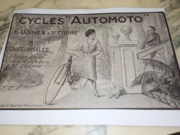 ANCIENNE PUBLICITE 6 USINES A ST ETIENNE CYCLES AUTOMOTO 1920 - Motos