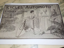 ANCIENNE PUBLICITE 6 USINES A ST ETIENNE CYCLES AUTOMOTO 1920 - Moto