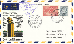 Norway Lufthansa First Flight Oslo - Goteborg 1-4-1970 - Covers & Documents