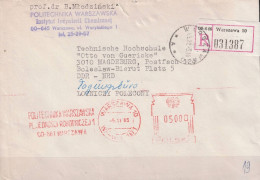 Polen Poland Pologne - Einschreibebrief Mit Maschinenwerbestempel Der TU Warschau Vom 5.11.85 Nach Magdeburg - Macchine Per Obliterare (EMA)