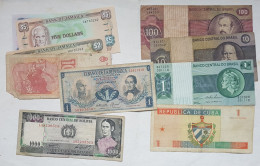 BILLETS AMERIQUE DU SUD/CARAÎBES - VRAC LOT DE 10 BILLETS -  JAMAÏQUE, BRESIL,CUBA, BOLIVIE, ARGENTINE ETC - A VOIR - Lots & Kiloware - Banknotes