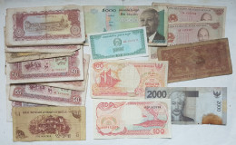 BILLETS ASIE - VRAC LOT DE 48 BILLETS -  LAOS, CHINE, JAPON, BOUTHAN, CAMBODGE, INDONESIE, VIETNAM ETC - A VOIR - Vrac - Billets