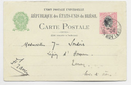 BRASIL ENTIER 100 REIS CARTE REPUBLIQUE ETATS UNIS DU BRESIL ADM 1901 TO FRANCE - Cartas & Documentos