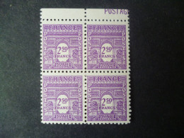 Timbre France Neuf ** 1944/45  N° 626 Bloc De Quatre - 1944-45 Arc De Triomphe