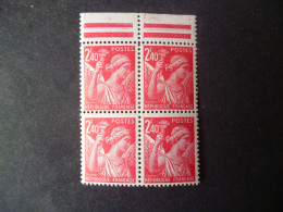 Timbre France Neuf ** 1939/44  N° 653 Bloc De Quatre - 1939-44 Iris