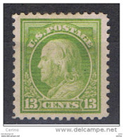 U.S.A.:  1916/19  J. WASHINGTON  -  13 C. UNUSED  STAMP  -  NO  WATERMARK  -  P. 11  -  YV/TELL. 211 - Nuevos