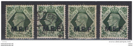 M.E.F.:  1943/47  SOPRASTAMPATI  -  9 P. VERDE  OLIVA  US. -  RIPETUTO  4  VOLTE  -  SASS. 12 - Britse Bezetting MEF