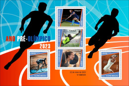 GUINEA BISSAU 2023 SHEET 5V- PREOLYMPIC YEAR OLYMPIC GAMES 2024 - FOOTBALL CYCLING TENNIS WEIGHTLIFTING HOCKEY - MNH - Eté 2024 : Paris