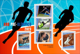GUINEA BISSAU 2023 SHEET 5V- PREOLYMPIC YEAR OLYMPIC GAMES 2024 - FOOTBALL CYCLING TENNIS WEIGHTLIFTING HOCKEY - MNH - Verano 2024 : París