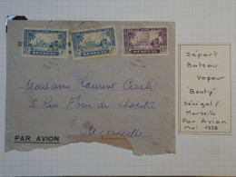 BW16 AOF SENEGAL  BELLE LETTRE 1938 LE BENTY  VAPEUR   A MARSEILLE FRANCE   +AFF.PLAISANT++ - Covers & Documents