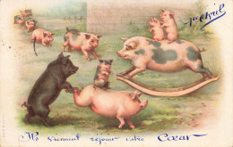 Cochons * CPA Illustrateur 1908 * Jeu Jeux * Cochon Pig - Cochons