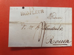 Marque Postale De Honfleur Sur Lettre Avec Texte Pour Rouen En 1821 - JJ 153 - 1801-1848: Voorlopers XIX