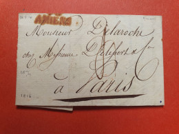 Marque Postale De Amiens Sur Lettre Avec Texte Pour Paris En 1816 - JJ 158 - 1801-1848: Precursores XIX