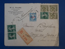 BW16 ALGERIE   BELLE LETTRE PRIVEE  RECOM. 1932 ALGER   A  JOUY PARIS  FRANCE+SURCHARGES   +AFF. INTERESSANT++ - Storia Postale
