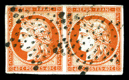 N°5, 40c Orange En Paire Obl DS2. TB (signé Brun/Scheller/certificat)  Qualité: Oblitéré  Cote: 1200 Euros - 1849-1850 Ceres