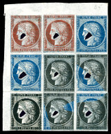 Cérès 1849, Coussinets D'impression: 1f (8 Ex) + 20c Noir, Formant Bloc De Neuf Coin De Feuille. SUPERBE. R.R.R. (certif - 1849-1850 Ceres