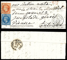 LE JEAN BART N°1', 40c +20c Lauré Sur Lettre Au Départ De Paris Le 13 Oct 70 à Destination De VIENNE (Autriche), Arrivée - Krieg 1870