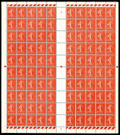 N°199n, Semeuse, 50c Rouge: FAUX DE MARSEILLE En Feuille Complète De 100 Exemplaires, RARE (certificat)  Qualité: **  Co - Unused Stamps