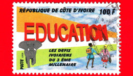 COSTA D'AVORIO - Usato - 1999 - Sfide Ivoriane Del 3 Millennio - Istruzione - Education - 100 - Côte D'Ivoire (1960-...)