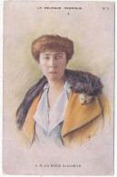 CPA CARTE POSTALE ROYAUTE ROI REINE LA BELGIQUE HEROIQUE S.M. LA REINE ELISABETH ILLUSTRATEUR - Personnages