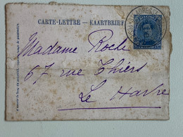 Belgique Carte Lettre Avec No 141 Oblitéré Au Havre ( Sainte Adresse ) 1915 - 1915-1920 Albert I