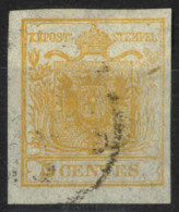 Gest. 1850, 5 Cent. Giallo Arancio Chiaro, Cert. Goller (Sass. 1f) - Lombardy-Venetia