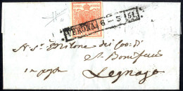 Beleg 1850, 15 Cent. Rosso Vermiglio, Secondo Tipo, Su Lettera Da Verona, Cert. Sorani (Sass. 4) - Lombardy-Venetia