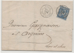 FRANCE LAC Type SAGE Type II N Sous U 1878 25 C Bleu Sur Lettre PARIS Place De La Bourse Saint Aignan Loir Et Cher - 1876-1898 Sage (Type II)