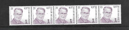OCB R102a ** Postfris Zonder Scharnier RRR Met Grote Tand  Op Middenste Zegel ( Met 4 Nummers Op Gomzijde ) - Coil Stamps