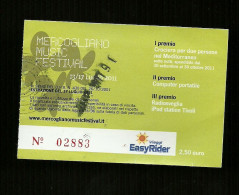 Biglietto Di Ingresso - Mercogliano Musical Festival 2011 ( Avellino ) - Tickets De Concerts