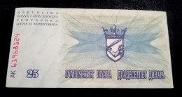 BOSNE I HERCEGOVINE . 25 DINARA . 1992 . UNC - Bosnie-Herzegovine