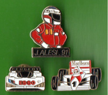 PIN'S . SPORT AUTOMOBILE . " JEAN ALÉSI 1991 . FORMULE 1 MALBORO . PEUGEOT 905 ESSO " . LOT DE 3 PIN'S - Réf. N°106PNS - - Automovilismo - F1