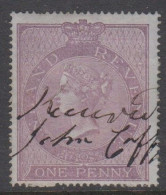 Great Britain 1860 Inland Revenue 1d Lilac SG F6 Used - Fiscale Zegels