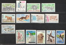 Faune D'Andorre.  14 Timbres Neufs ** Differents. Lot # 1 - Verzamelingen